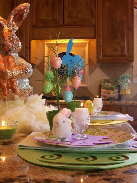 Dollar tree table setting for Spring/Easter