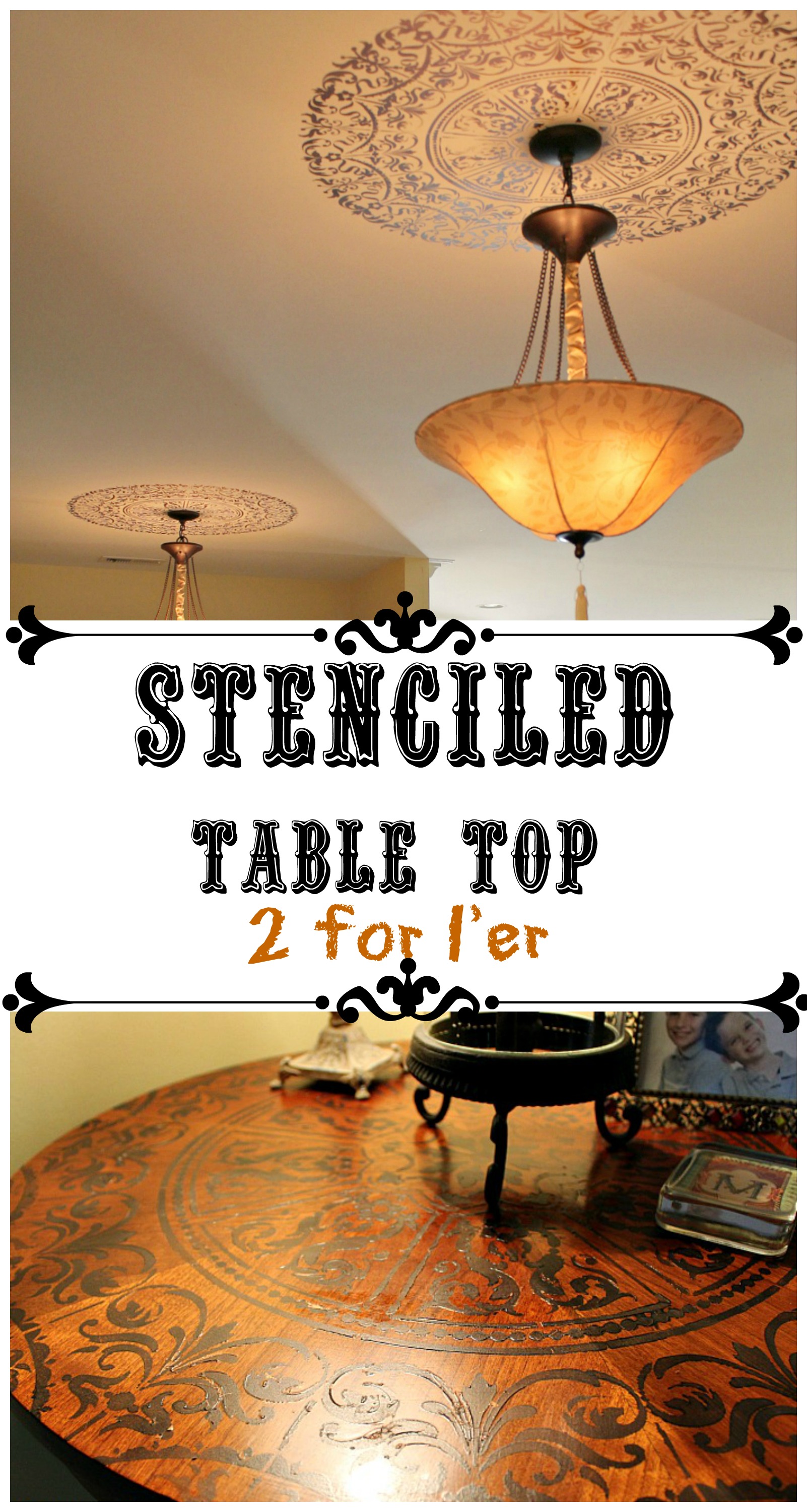 stenciled table top