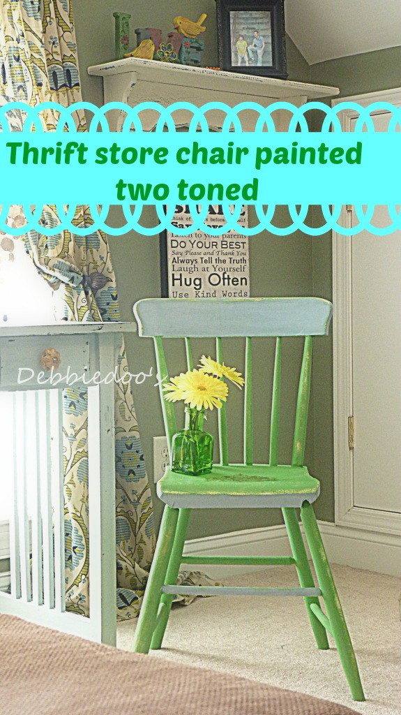 thrift store chair painted two toned with Annie Sloan chalk paint