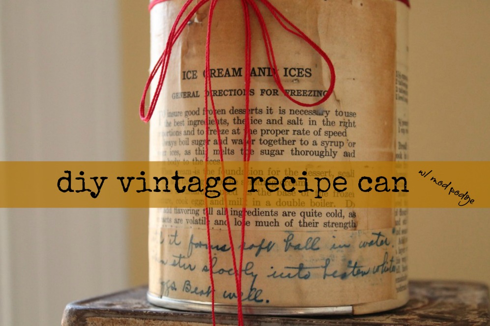 vintage recipe can on vintage scale