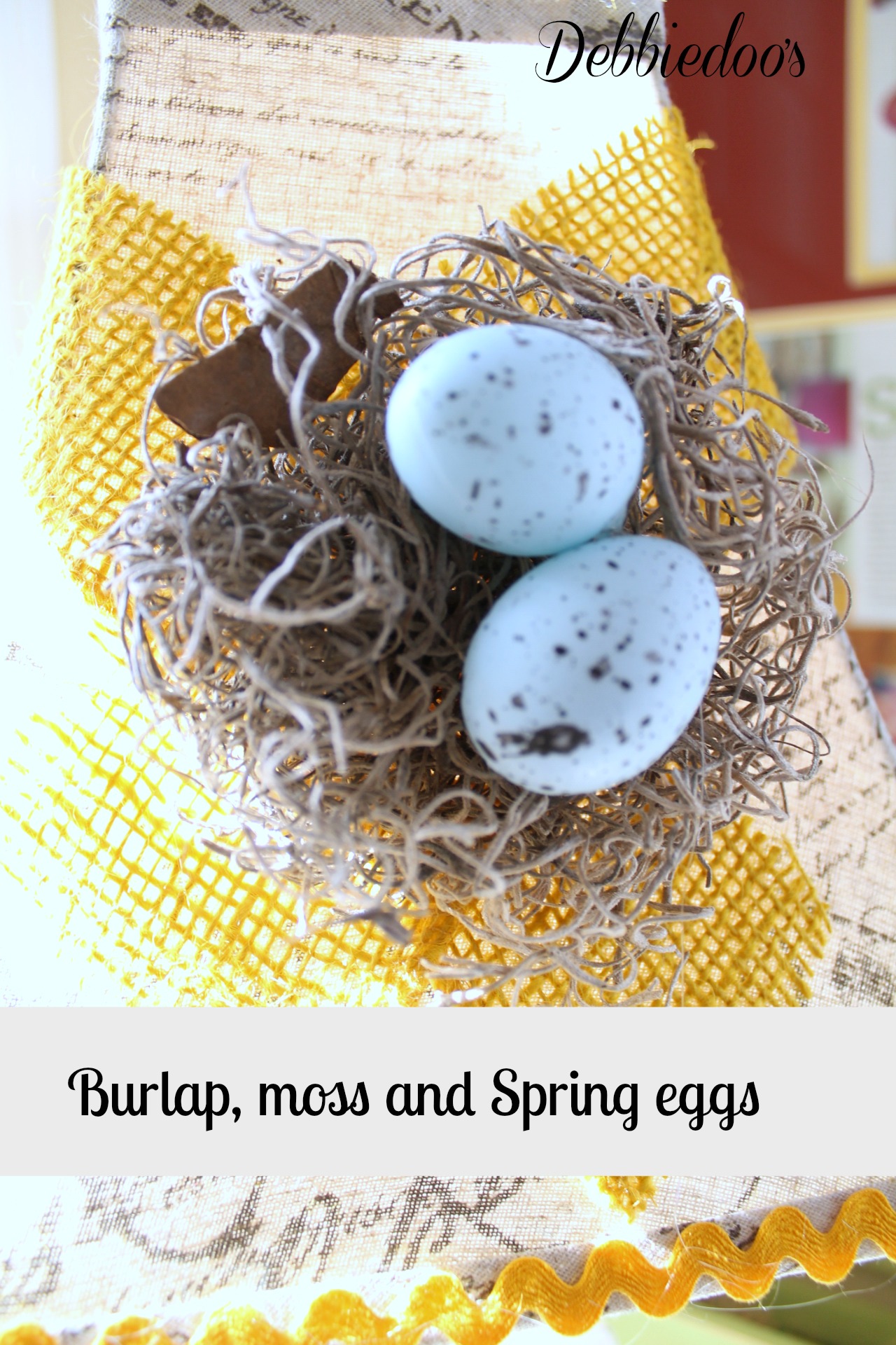Burlap, moss and Spring eggs