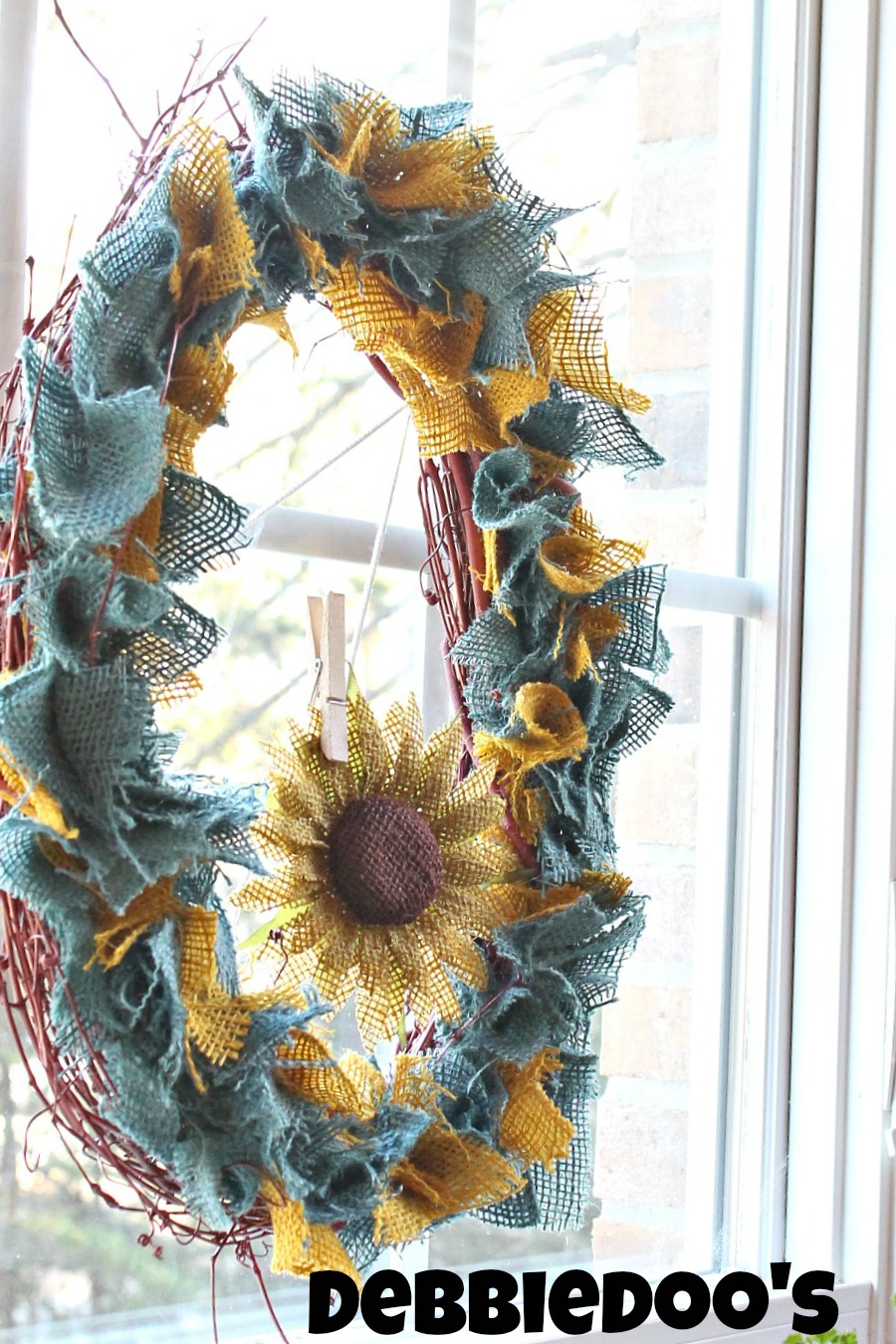 Country french multi-colored burlap wreath