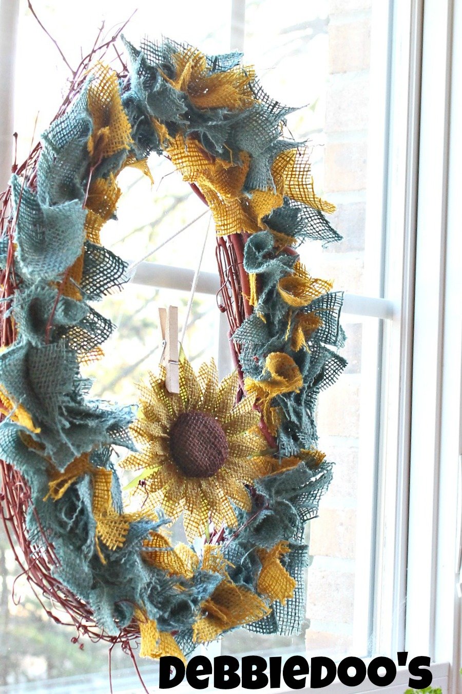 Burlap multi-color rag wreath