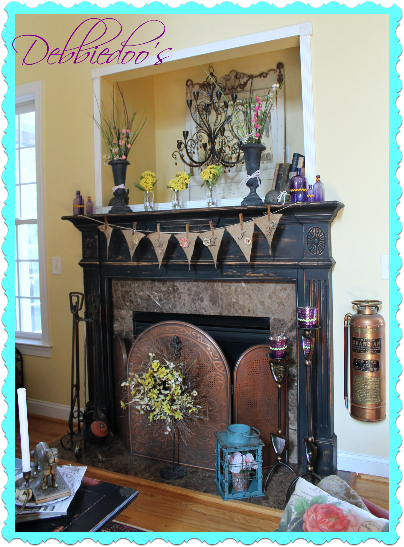 Fireplace painted with chalk paint