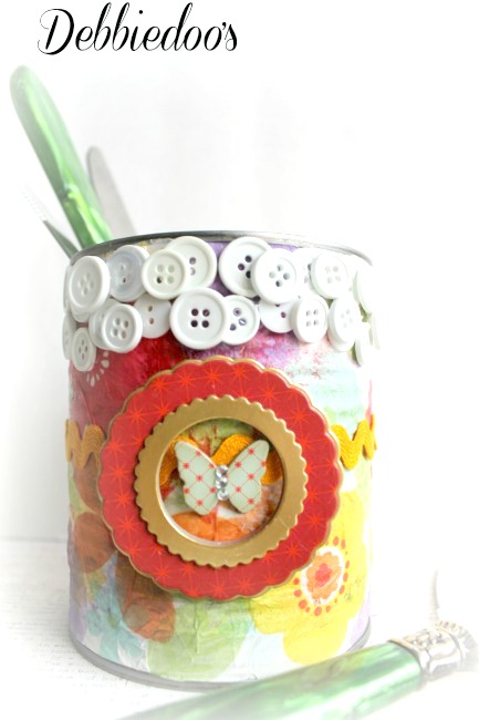 recycled can decorated for spring