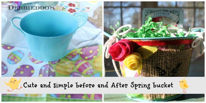 Before and after Spring bucket from the Dollar tree