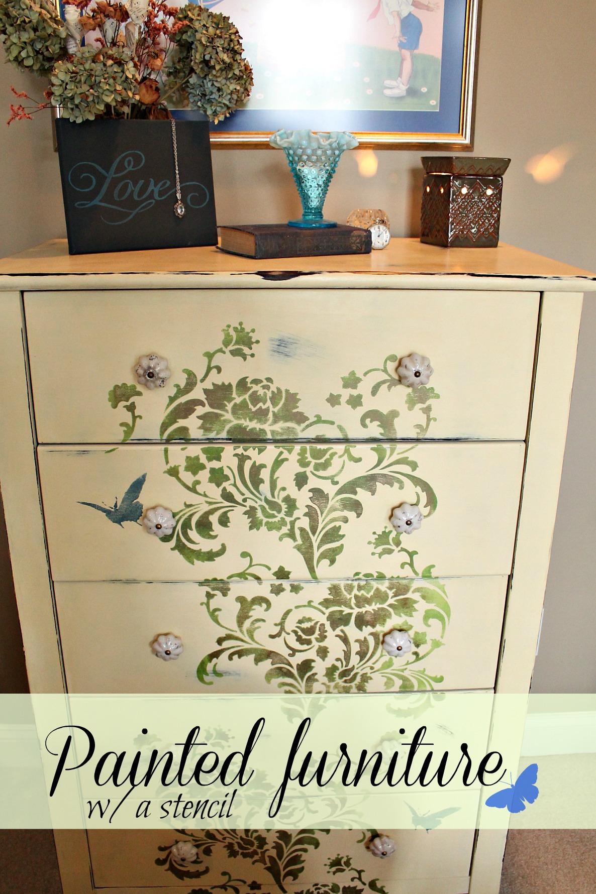 painted furniture with a stencil