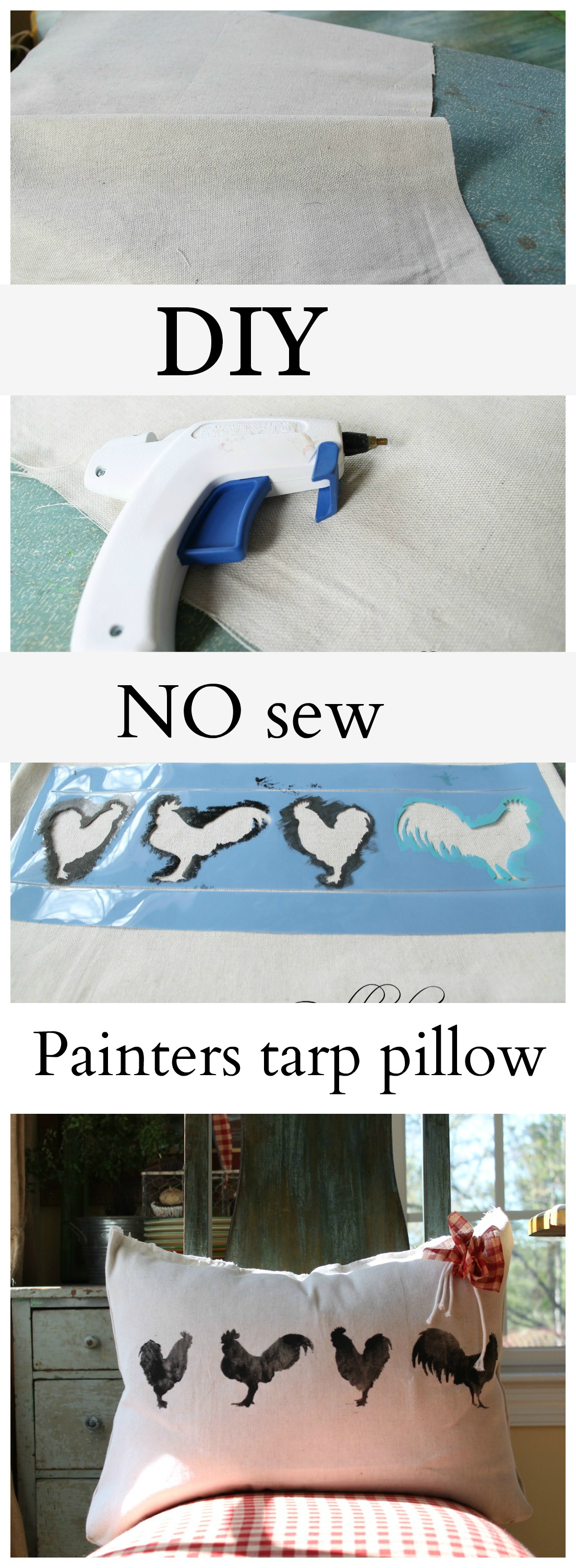 diy no sew painters tarp pillow