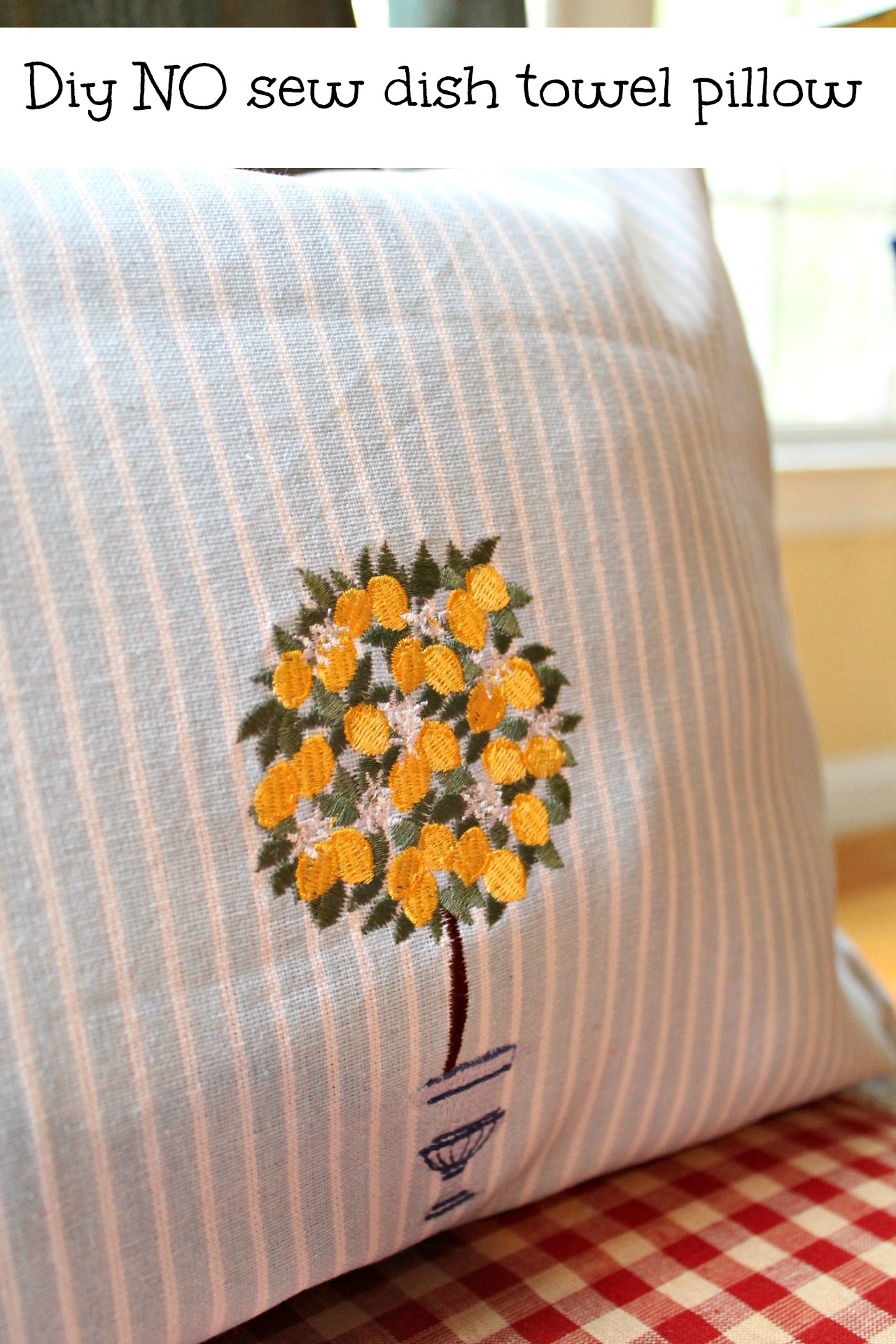 how to make a dish towel pillow