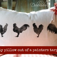 DIY no-sew pillow covers from a painter's tarp