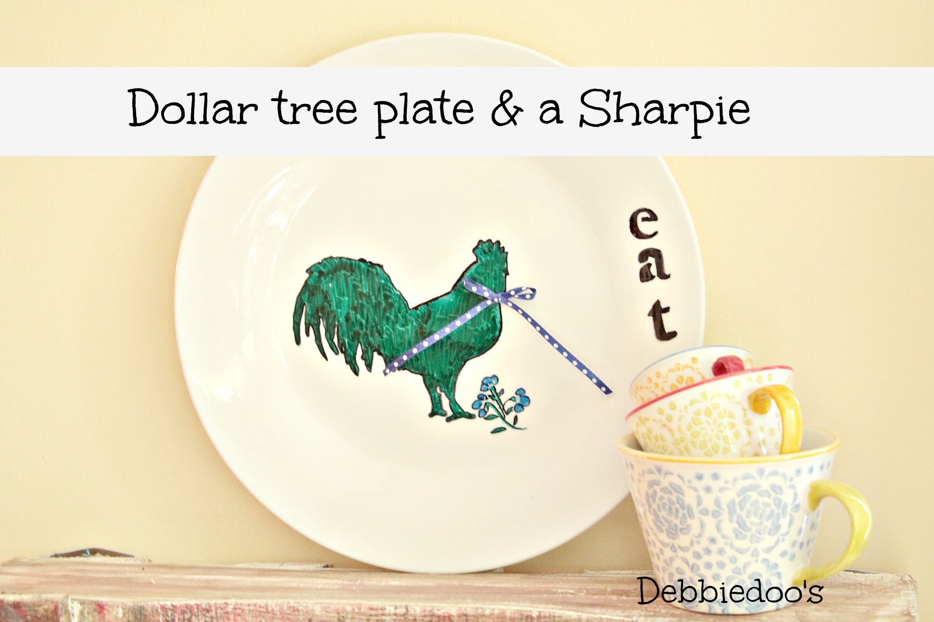 Dollar tree plate with sharpie a rooster and time to eat