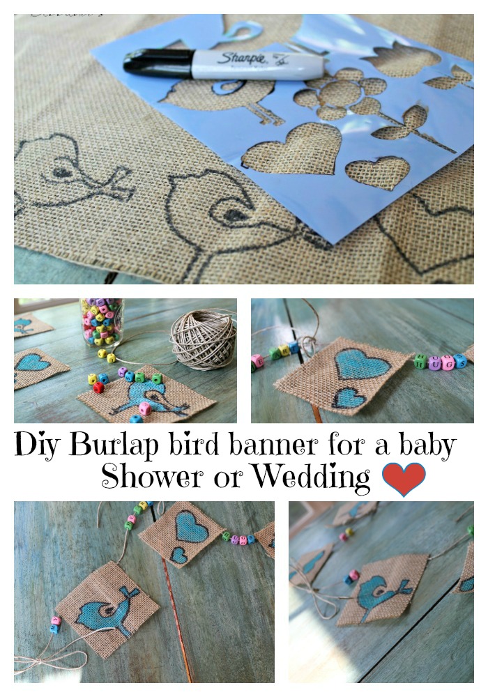 diy burlap bird banner for a baby shower