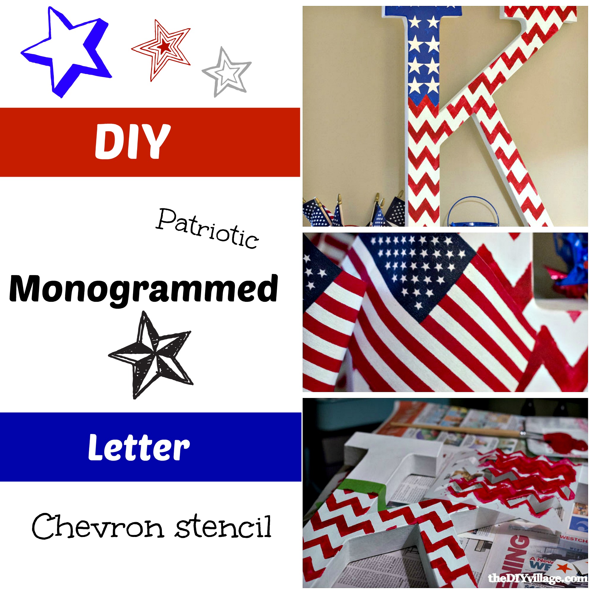 diy patriotic monogrammed letter