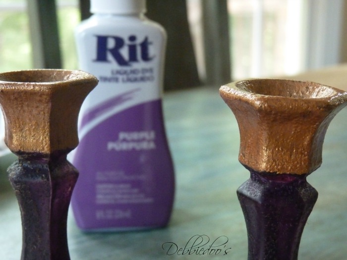 dollar tree candle sticks painted with rit and mod podge 007