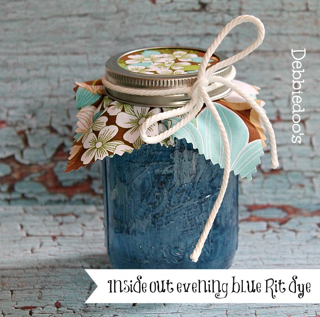 Rit dye on mason jars painted evening blue inside out