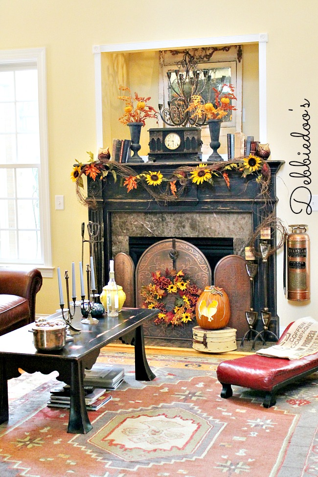 Fall decorating in the family room