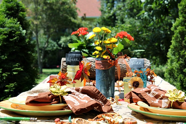Fall tablescape with rit dye