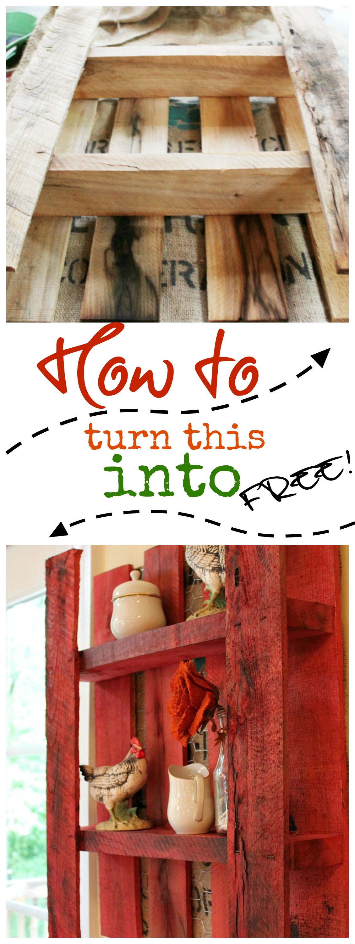 How to turn a pallet into a cute wall shelf