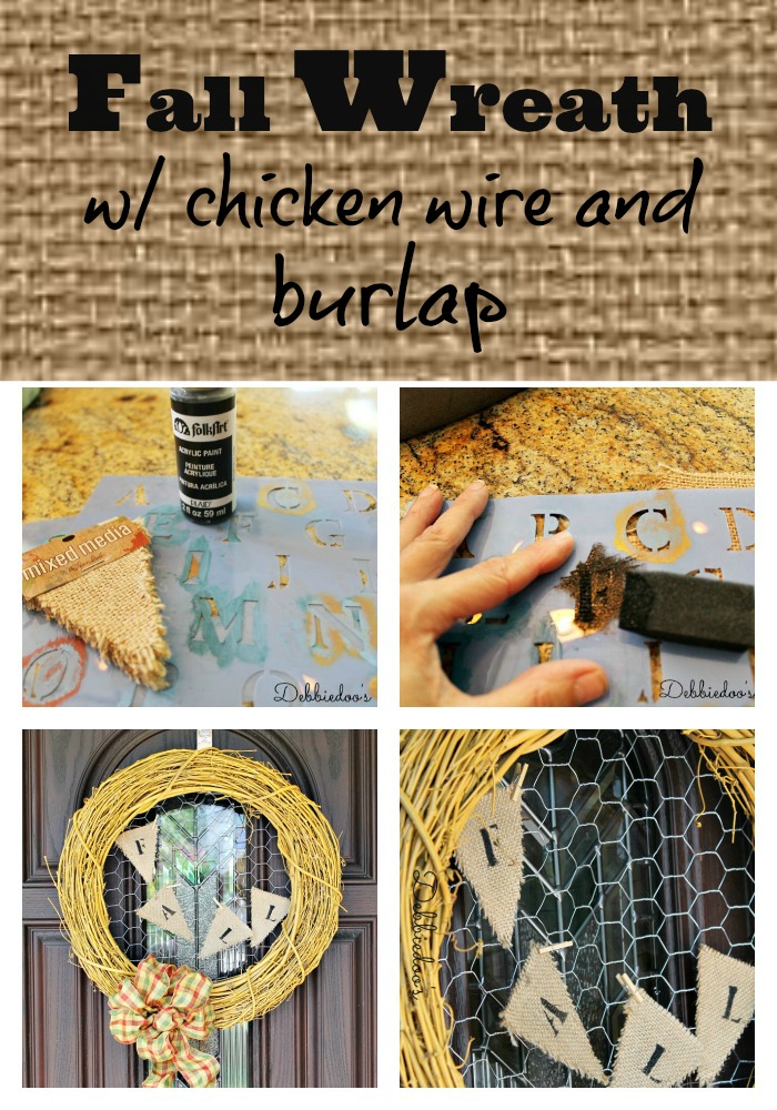 Make your own Fall wreath with chicken wire and burlap in a jiffy