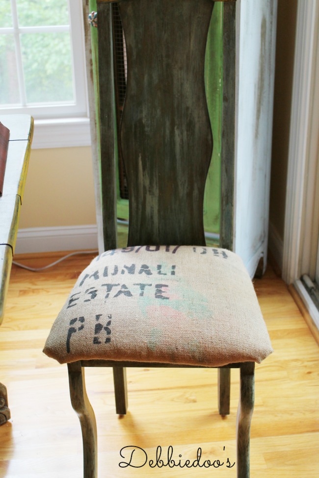 chair with burlap seat cushion