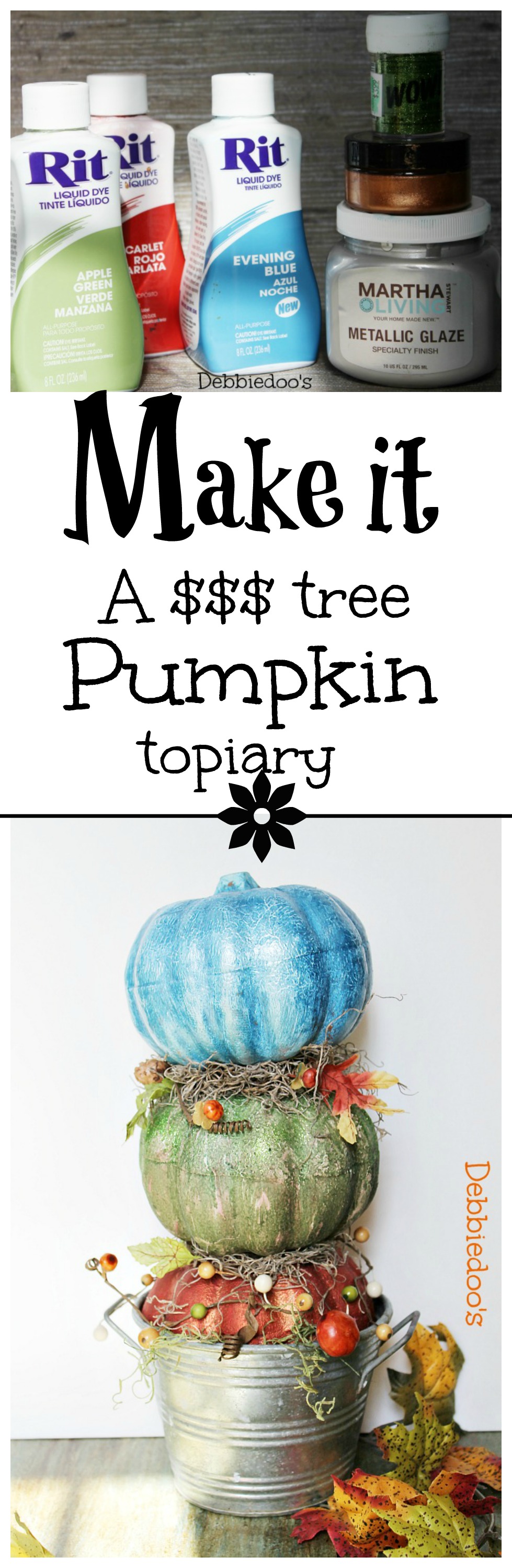 How to make a dollar tree pumpkin topiary and paint your pumpkins with rit dye