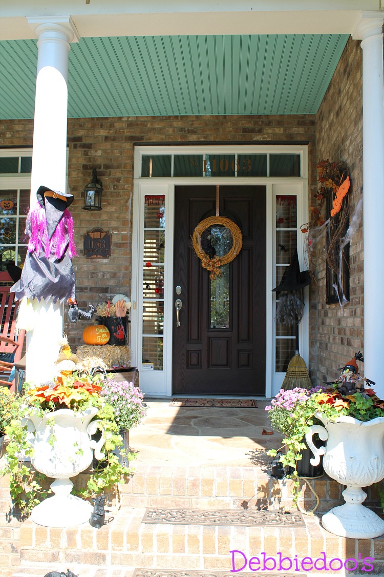 Halloween spooky porch decorated with dollar tree decor