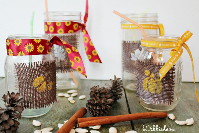 mason jars decorated for Fall