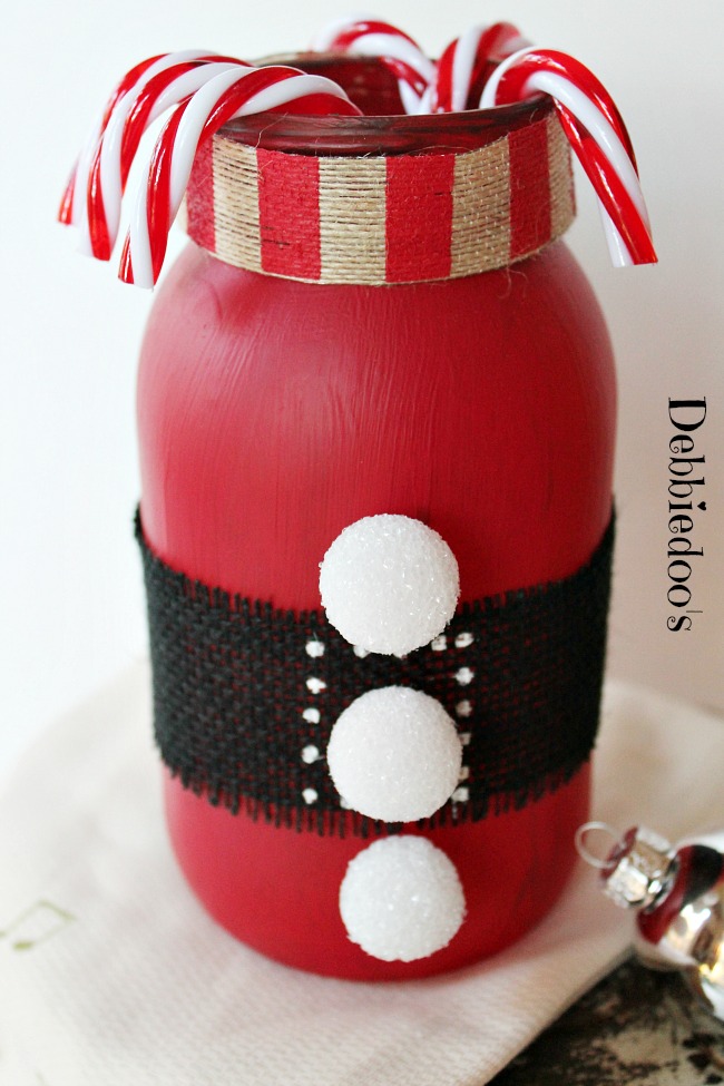 Christmas jar red chalky paint
