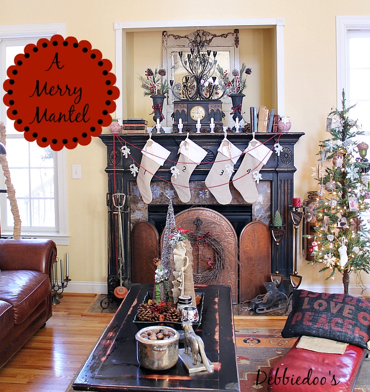 Rustic Christmas mantel with a touch of whimsy
