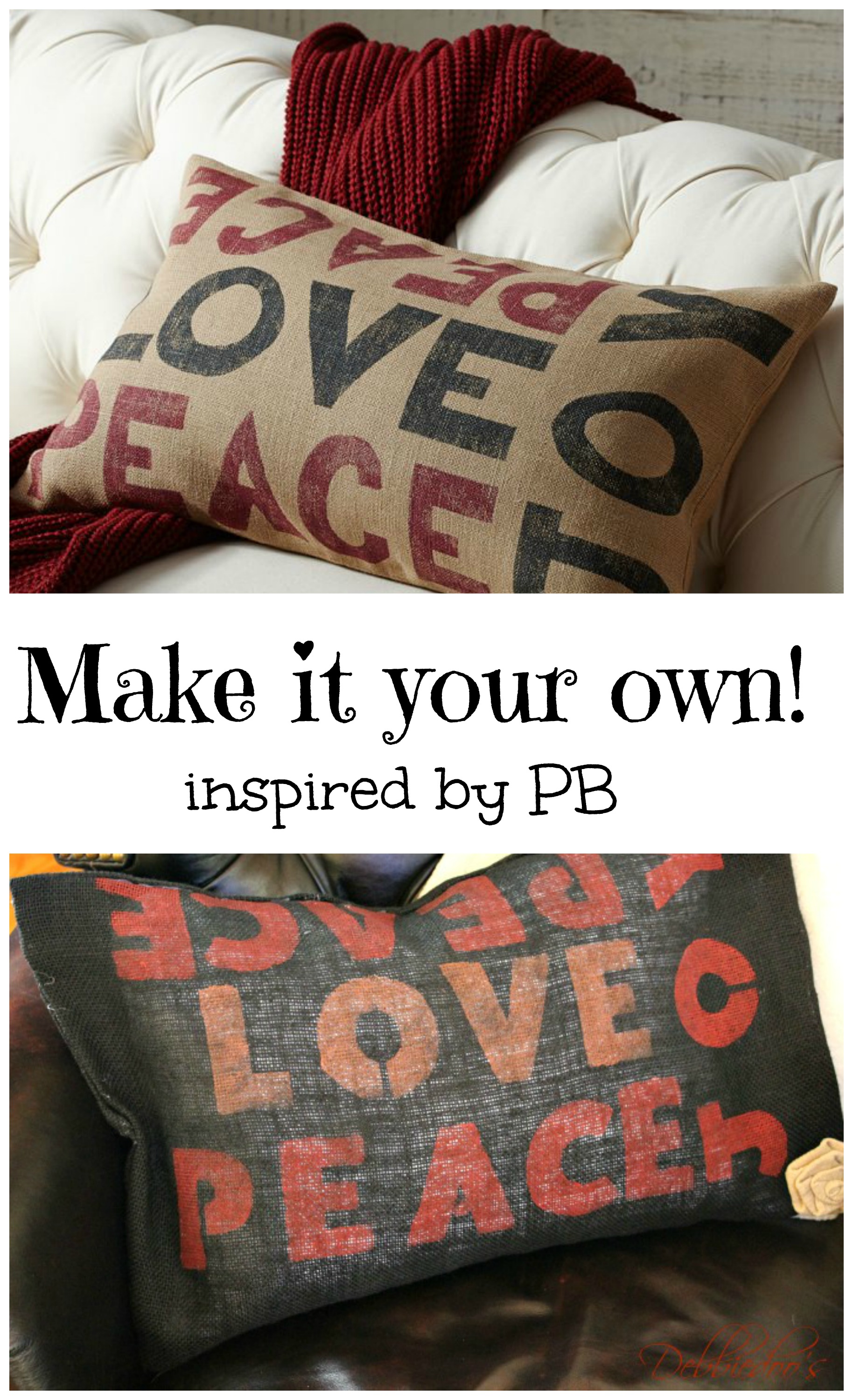 peace love joy inspired pottery barn pillow