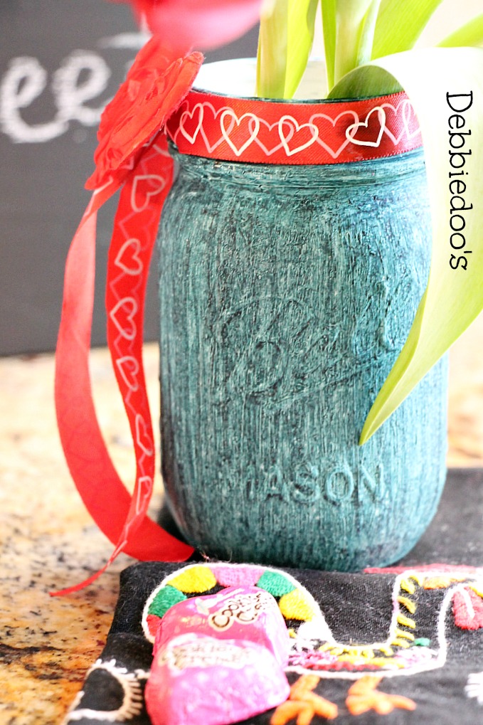 chalk-paint and rit dye mason jar