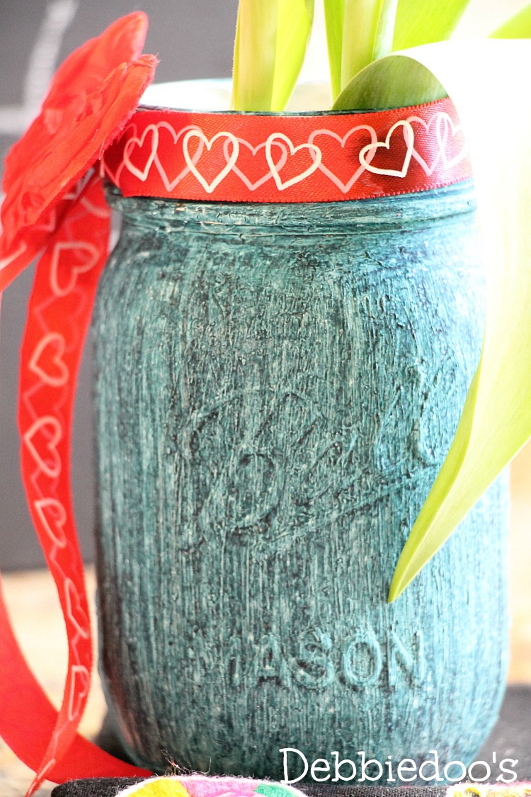 mason jar with chalky paint and rit dye