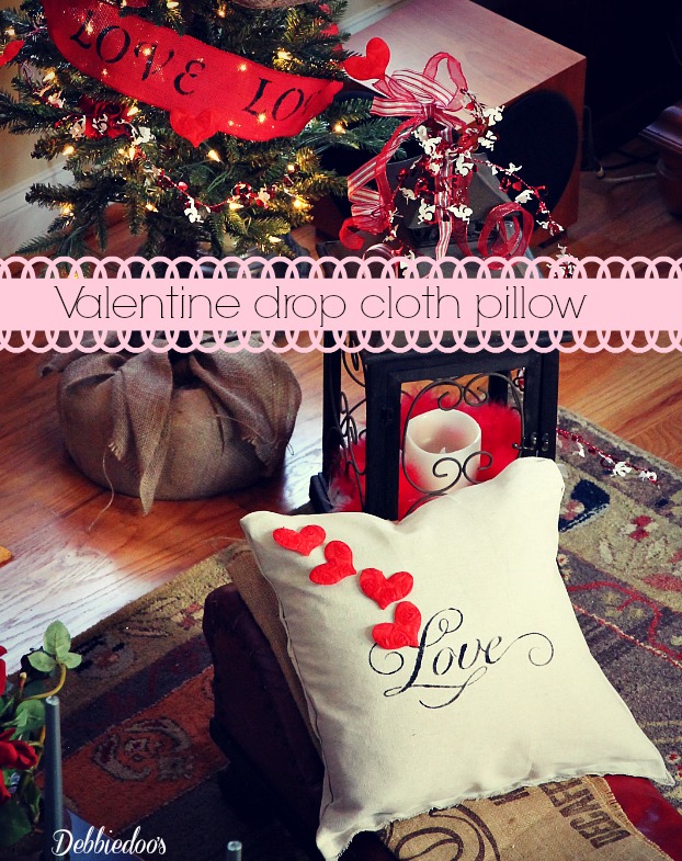 valentine pillow out of drop cloth