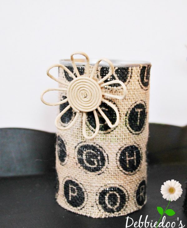 #burlap embellished #recycled can office supply holders