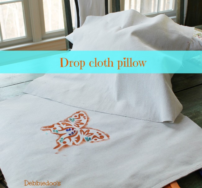 diy drop cloth spring pillow no sew