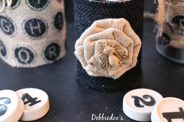 office cans with #burlap #recycle