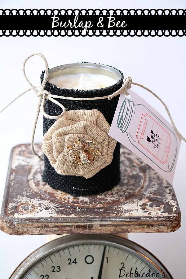 Burlap and Bee soy can candle