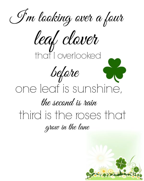 I'm looking over a four leaf clover
