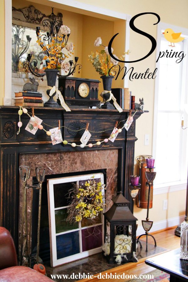 Spring mantel in Carolina Rustic home