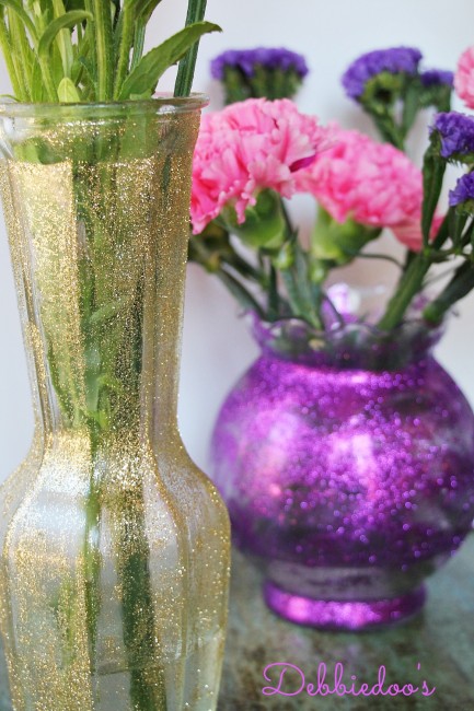 dollar tree glitter vases 