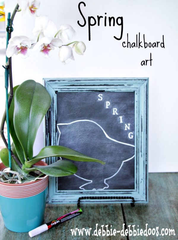 diy spring chalkbord art with dollar tree chick and chalk pen