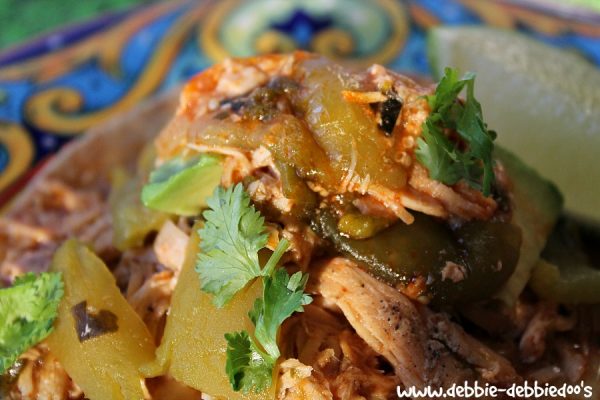 Green chile chicken in the slow cooker