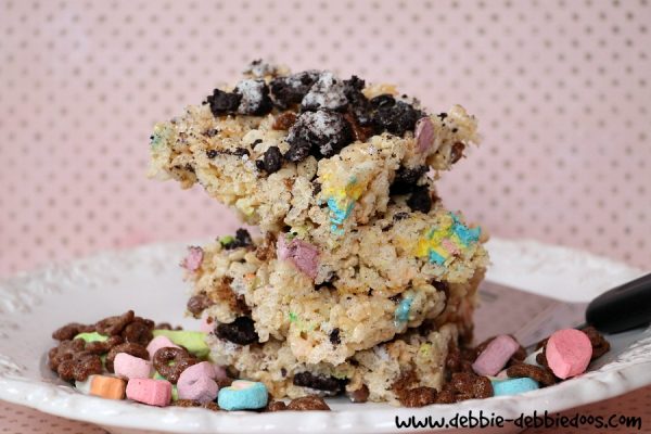 rice krispie treats with a twist of lucky charms