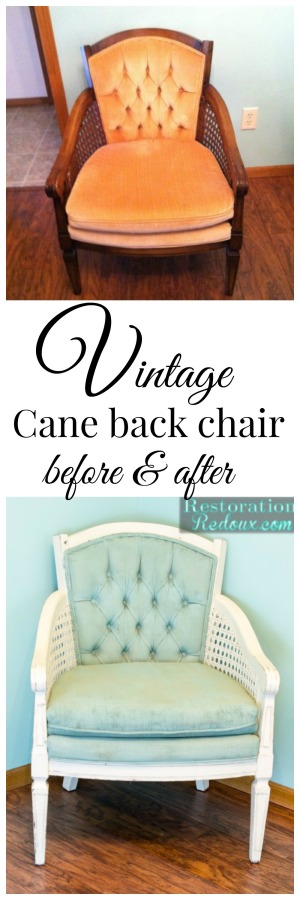 Before and after vintage cane back chair