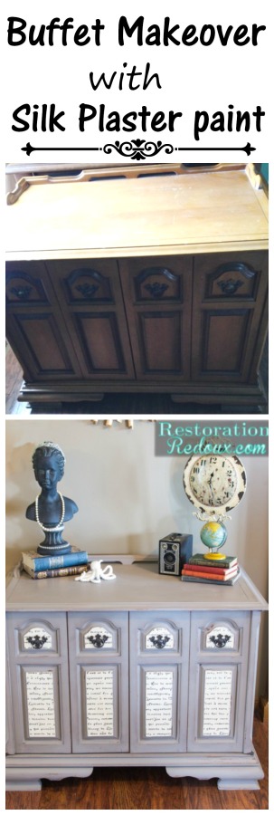 Buffet makeover with silk plaster paint