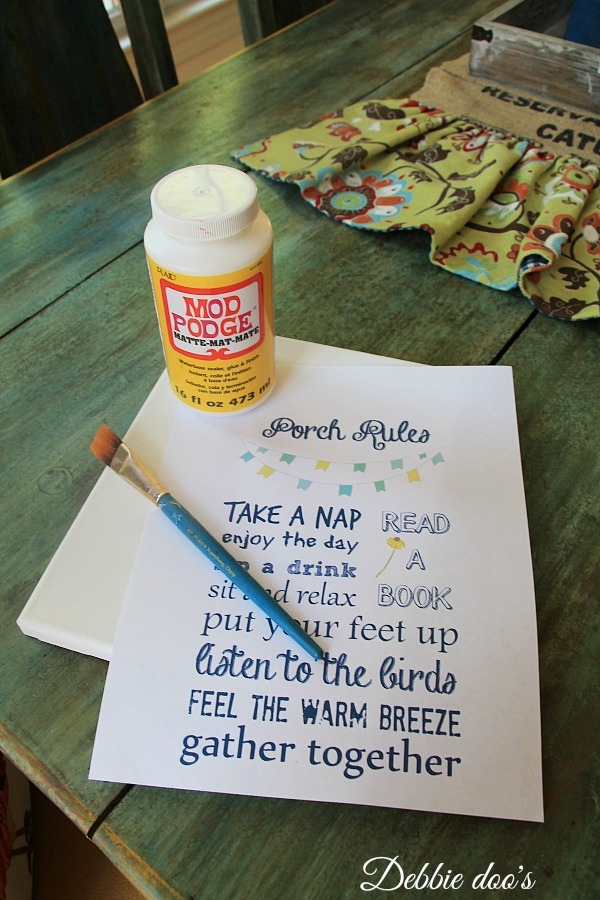 Summer porch printable craft with mod podge