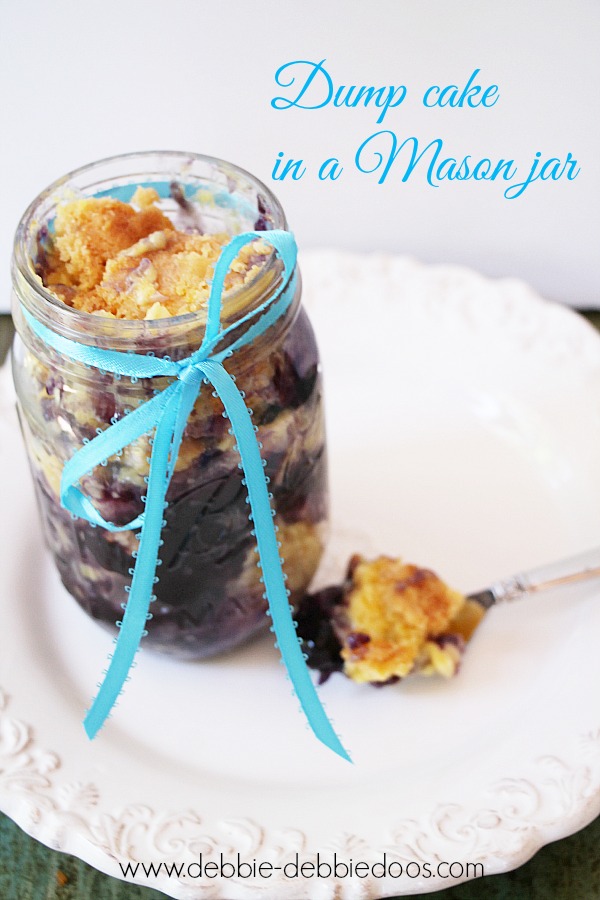 blueberry pineapple dump cake in a mason jar 014