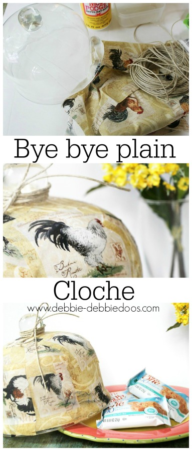 mod podge a cloche with fabric