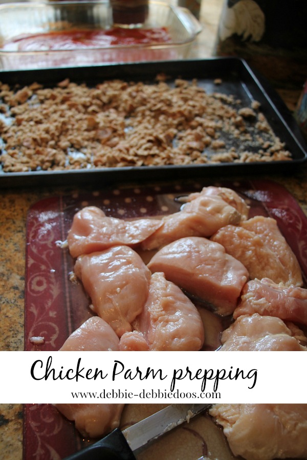 Chicken parm prepping