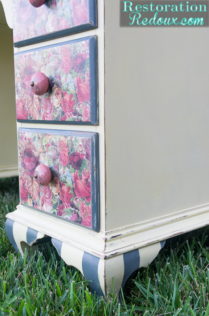 Decoupaged-Striped-Plaster-Painted-Desk